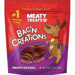 Meaty Dog Treat Bacon Strips