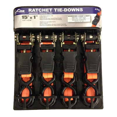 Ratchet Strap 1"x15' 4 pk.
