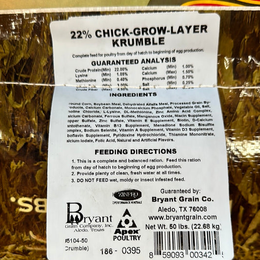 22% Chick-Grow-Layer-Krumble 25 lb.