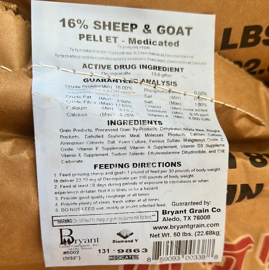 Bryant 16% Sheep & Goat Pellet – Krum Feed Store