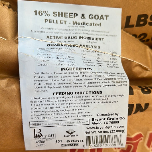Bryant 16% Sheep & Goat Pellet