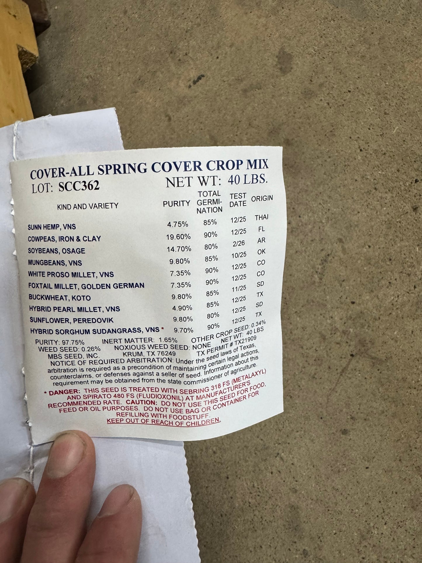 MBS COVER-ALL SPRING COVER MIX 40 lb.